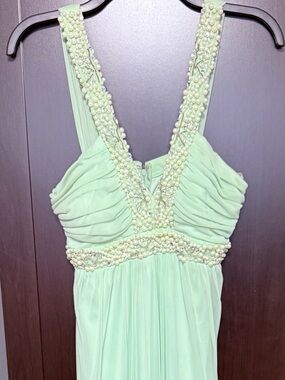 Studio Mint Green Beaded Chiffon Formal Dress for Women